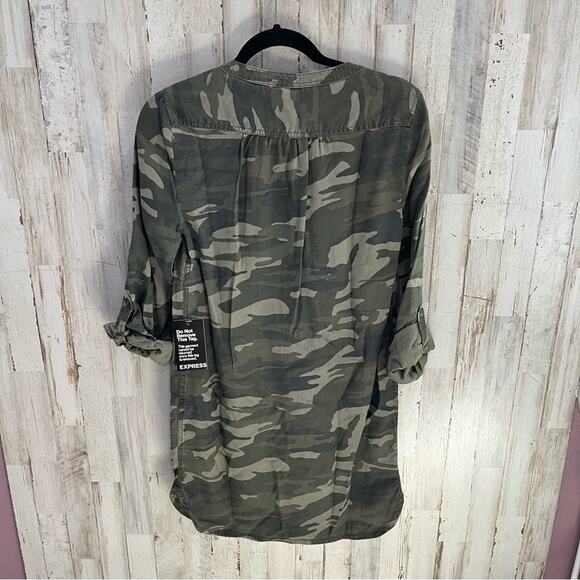 NWT Express Camouflage Camo Shirt Dress Mini - Picture 4 of 6